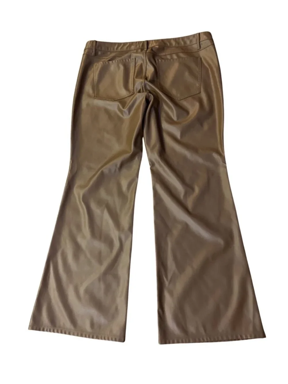 Wild Fable Faux Leather Flare Pants Womens 16 Brown Low Rise Leather Used - Picture 4 of 13